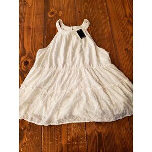 Torrid 1X White Eyelet Halter Top Tiered Ruffle Sleeveless Lined Plus Size 14 16